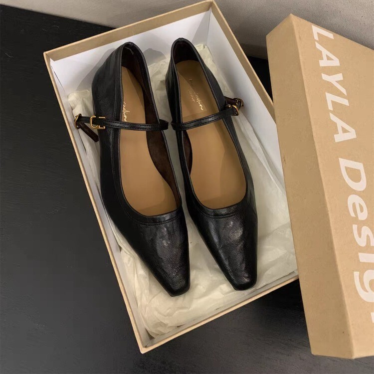 High heeled Mary Jane shoes with pointed toe and shallow mouth, spring 2024 new thick heels, French style with skirt temperament, single shoes for wom