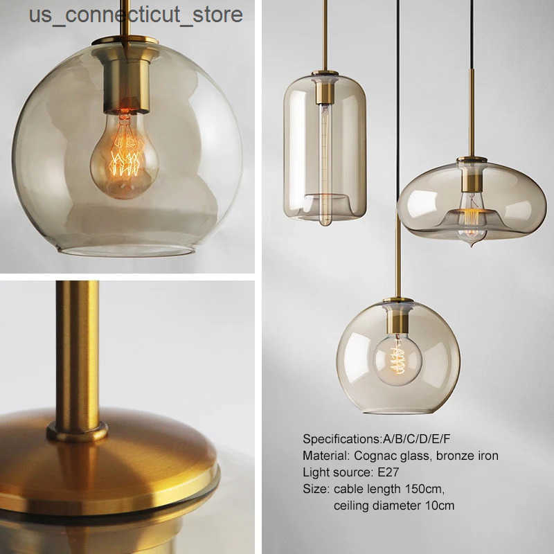 Pendant Lamps Modern Nordic hanging loft Glass lustre Pendant Light industrial decor Lights Fixtures E27/E26 for Kitchen Restaurant Lamp L240910