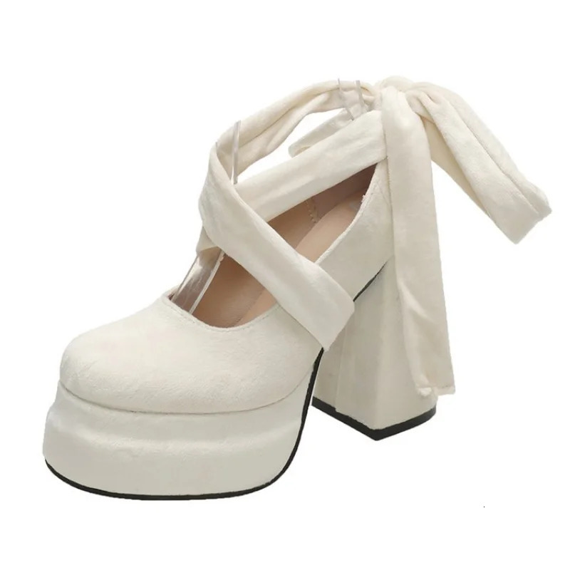 er Platform Women Shoes Ladies Fashion Cross-tied Thick High Heel Footwear Womens Elegant Dress Pumps Shoes 241125