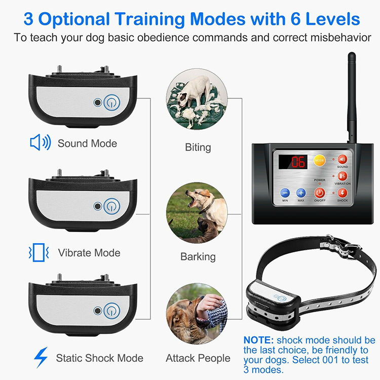 Waterproof Remote Control 2 in 1 Dog Training Collar Electric Fence Temporary Wireless Dog Fence System with Training Collars