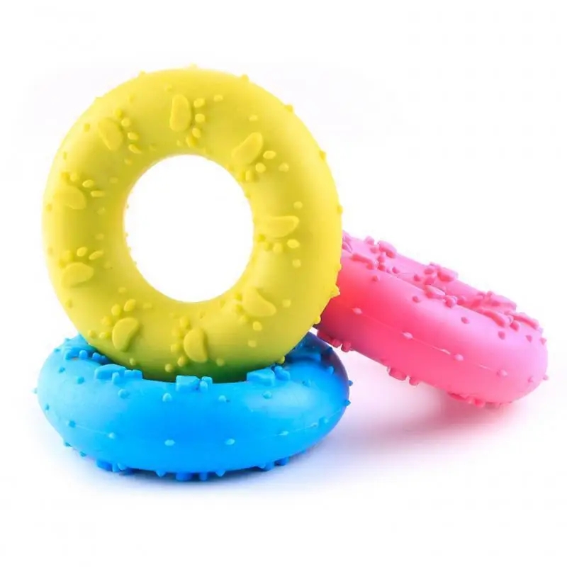 High Quality TPR Footprints Donuts Grinding Teeth Anti-Bite Pet Training Interactive Dog Toys
