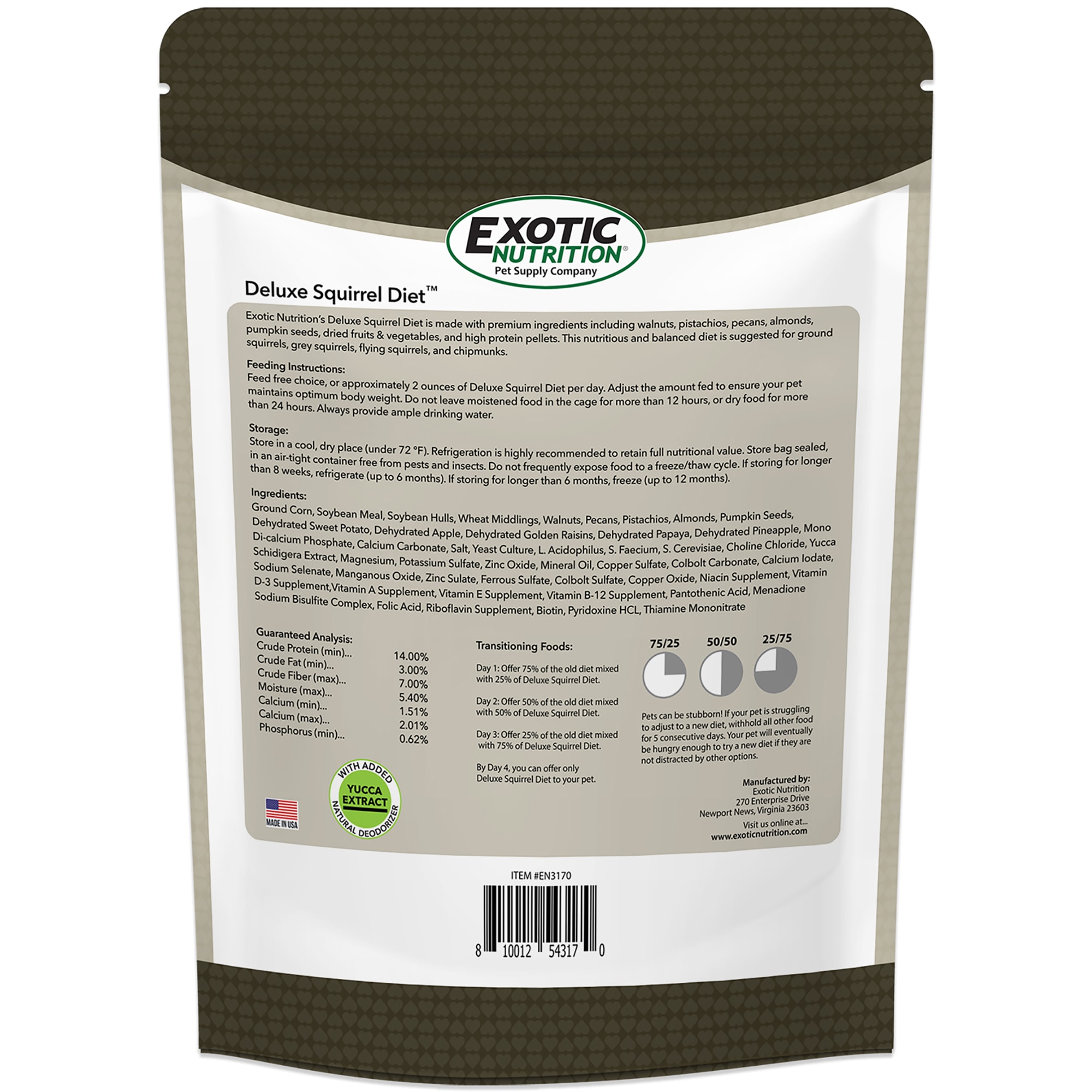 Exotic Nutrition Deluxe Squirrel Diet Small Pet Food, 2 lbs.