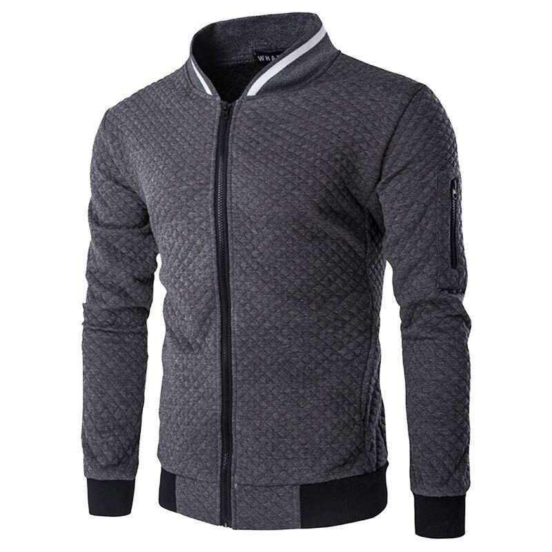 Checkered Sweatshirt Cardigan Men's Sports Casual Fashion Jacket Zipper