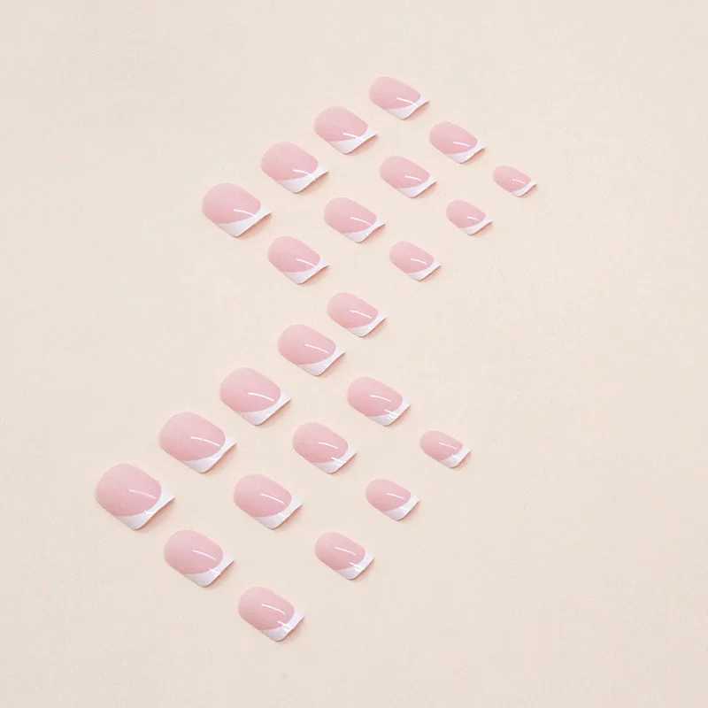 24 square short fake nails+1 nail file+1 piece of jelly glueW241125