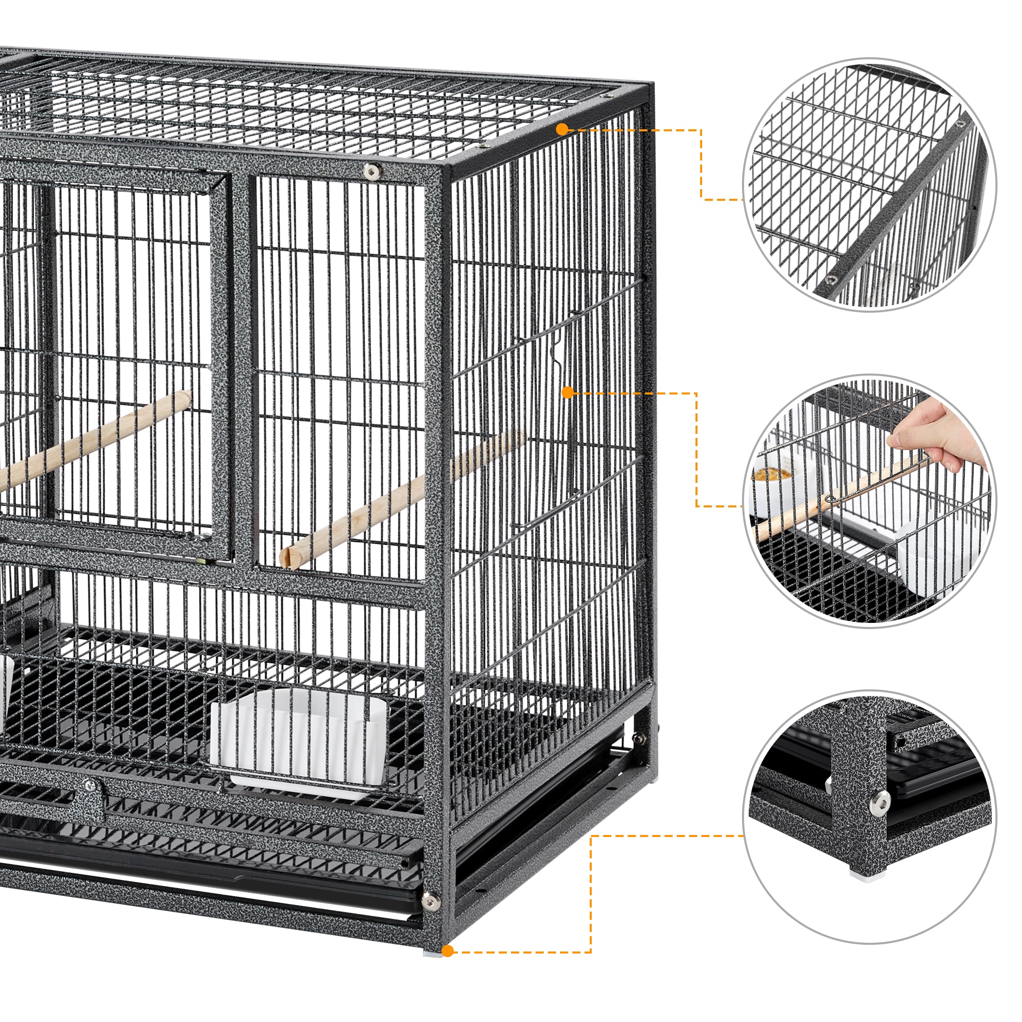 Topeakmart Black 21" Divided Bird Cage for Small Birds