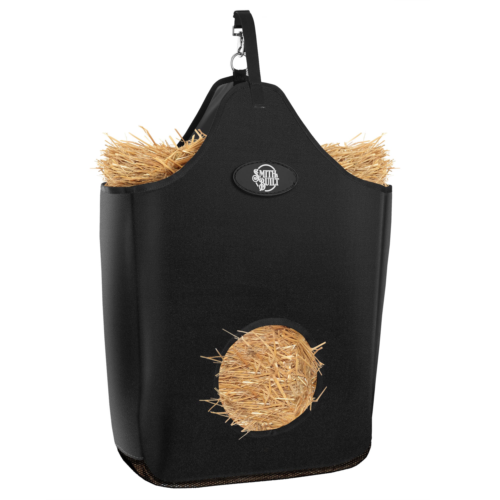 SmithBuilt Black Horse Feeder Hay Bag Tote, Large