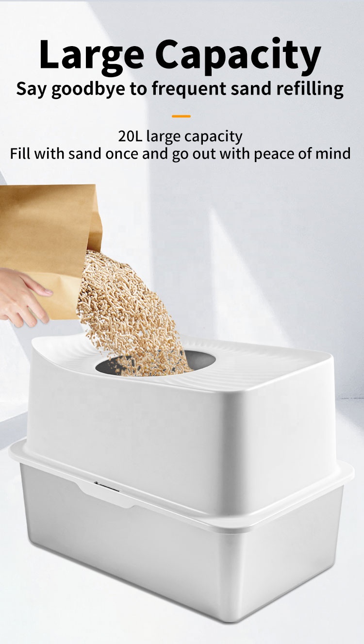 Oversized Stainless Steel Cat Litter Box Fully Enclosed Anti-Splash Toilet with Non-Stick Pedal Deodorant Easy Clean No Stink