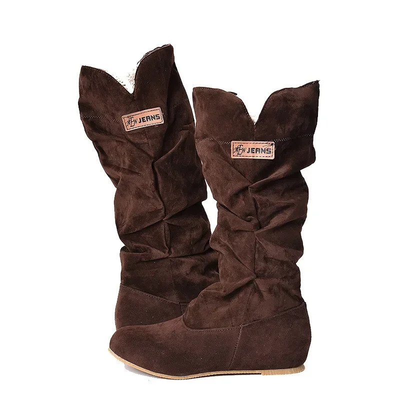 2024 Mid-tube Snow Boots Hollow Cotton Thread Hook Lace Frosted Lady Boots Large Size Womens Shoes 241125