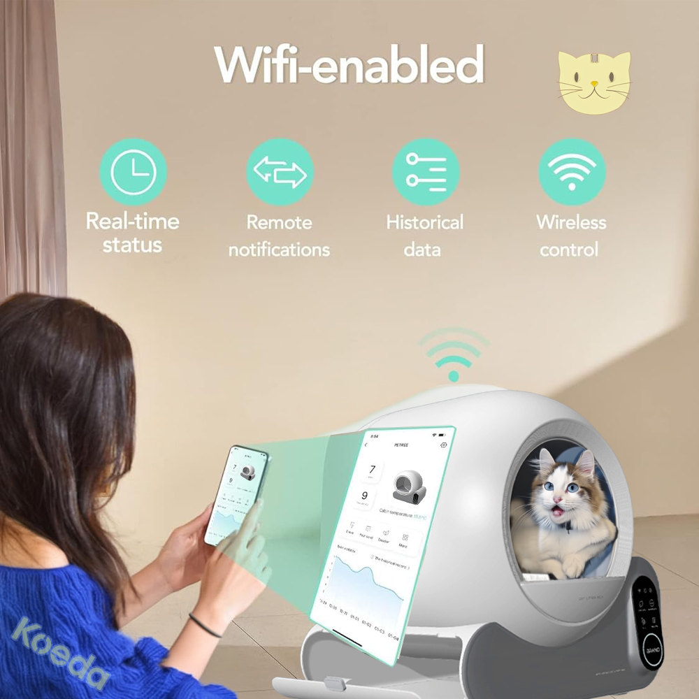 Smart Automatic Cat Litter Box Automated Cat Litter Box for Cats Self Cleaning Pet Safety Protection Litter Box With App
