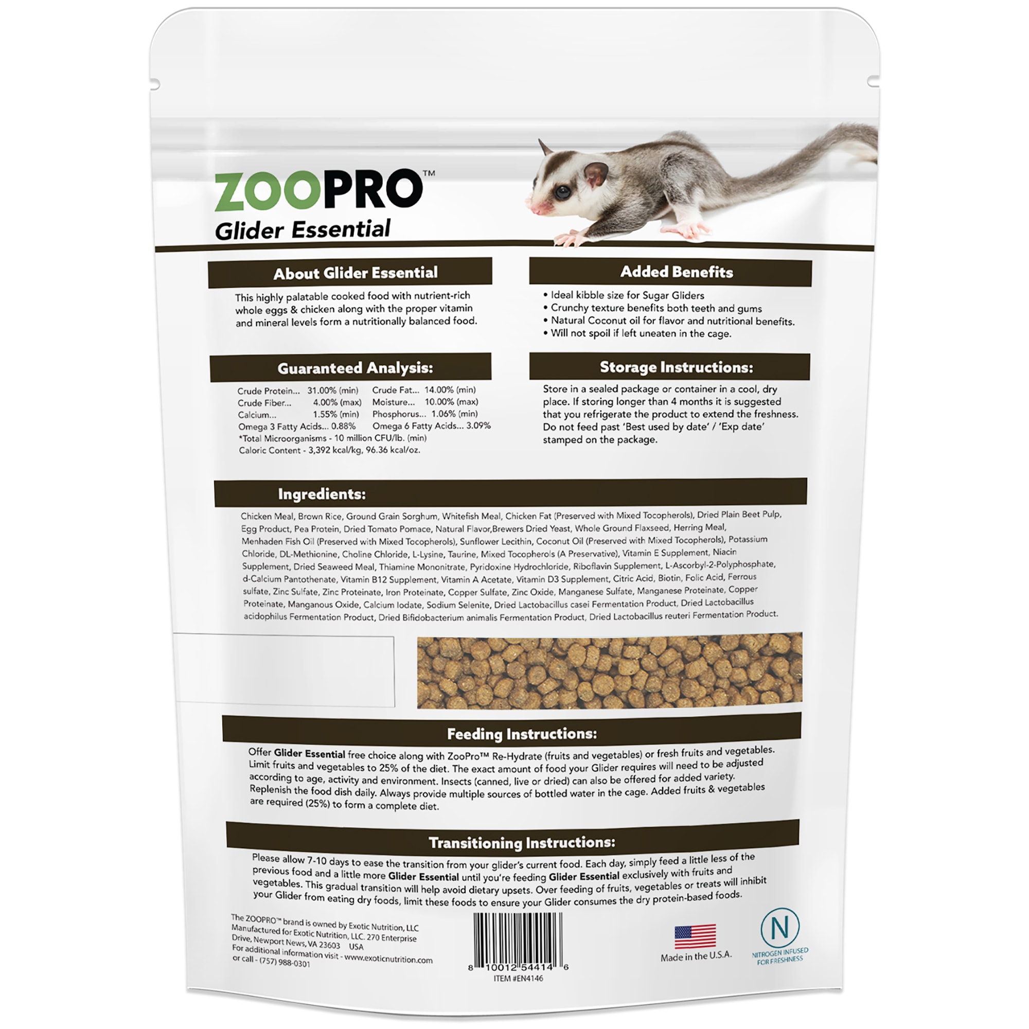 Exotic Nutrition ZooPro Glider Essential Sugar Glider Food, 1.75 oz.