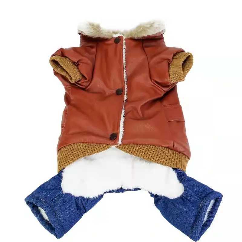 Super Thickness Brown Fashion Handsome Pet Dogs Winter Coat Punk Style Dogs Clothing Warm Jacket Coat For Small Dog JumpsuitXJ241125
