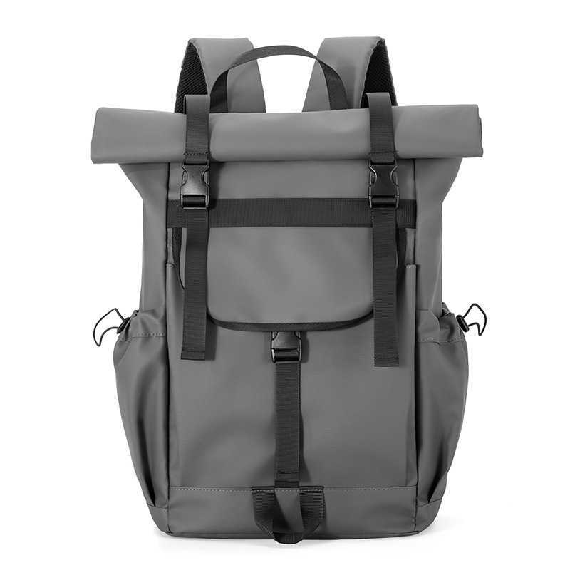 New Roll Mouth Trendy Men's Backpack Large Capacity Backpack Anti Splashing Personalized Travel Bag College Student Backpack 241125