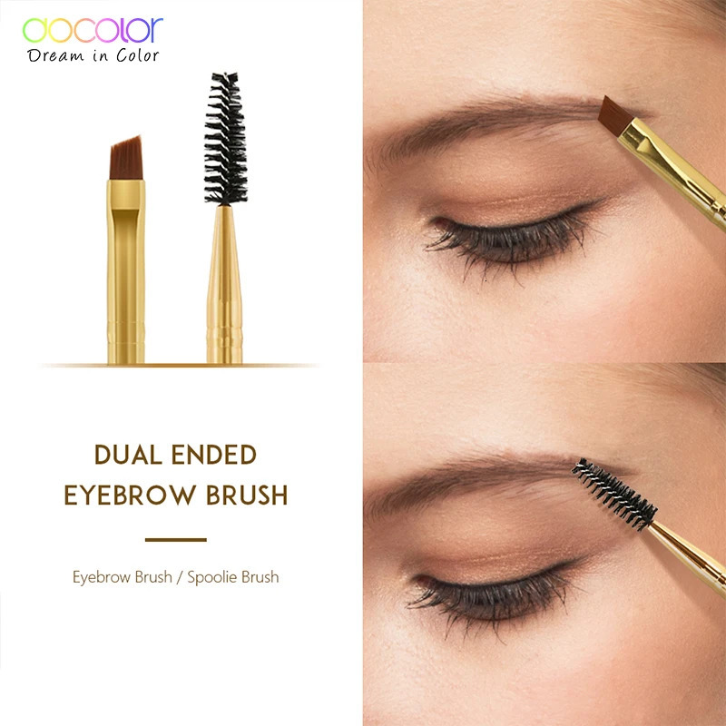 Docolor 5/10pcs White Black Professional Double headed Eyebrow Eyelash Makeup Brushes Thin hair Wholesale Angled Eye brow Brush 240412