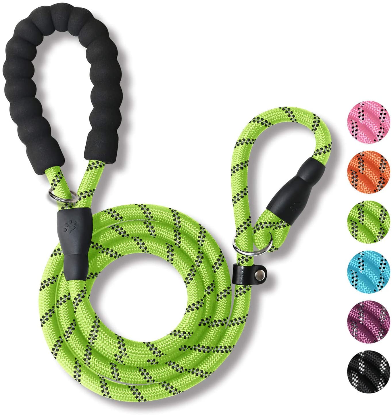 Wholesale OEM Pet Leashes Clasp Climb Variety Color handsfree Reflective Nylon Braided Rope Dog Leash with Soft Padded Handle