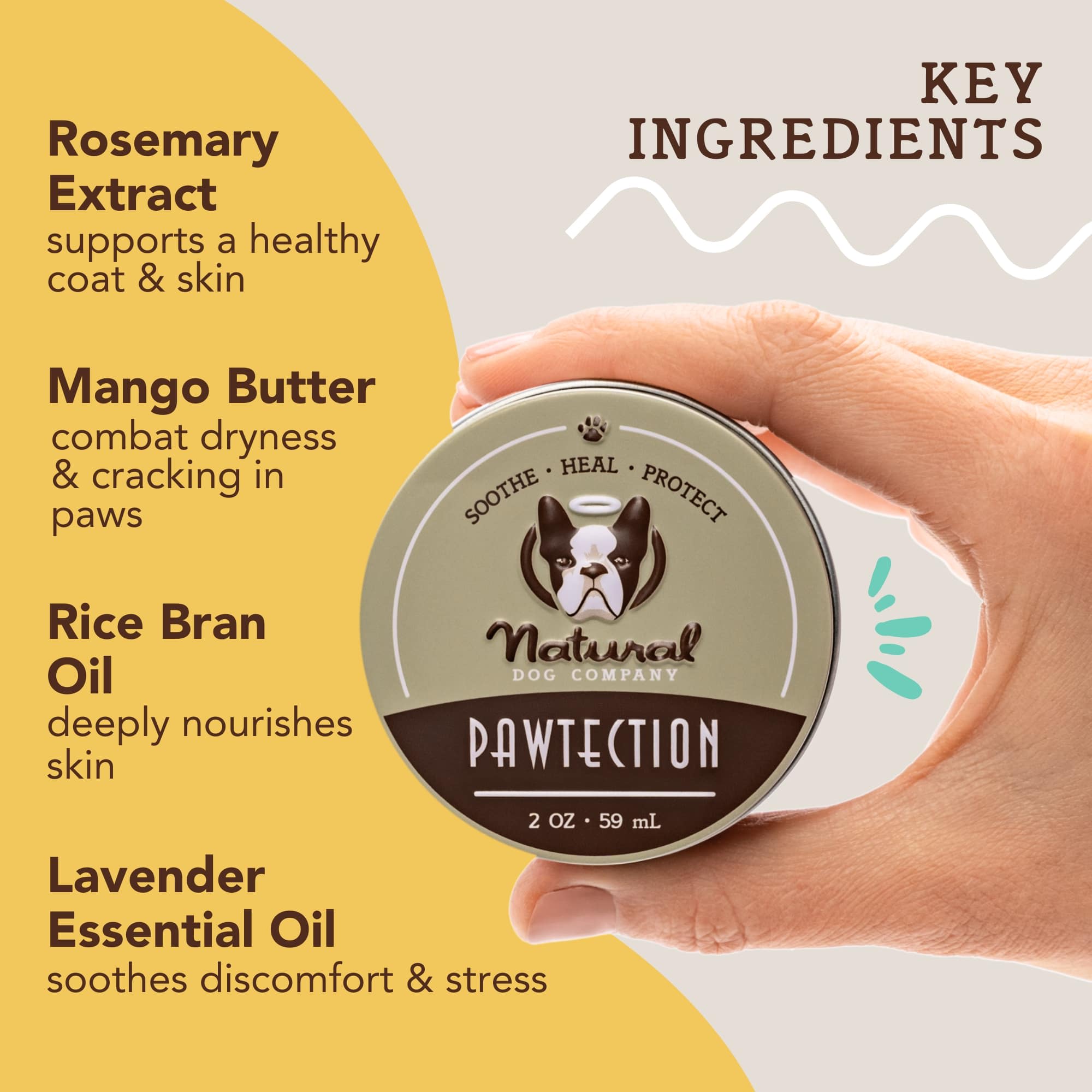Natural Dog Company Paw Protection Balm Tin for Dogs, 2 oz.