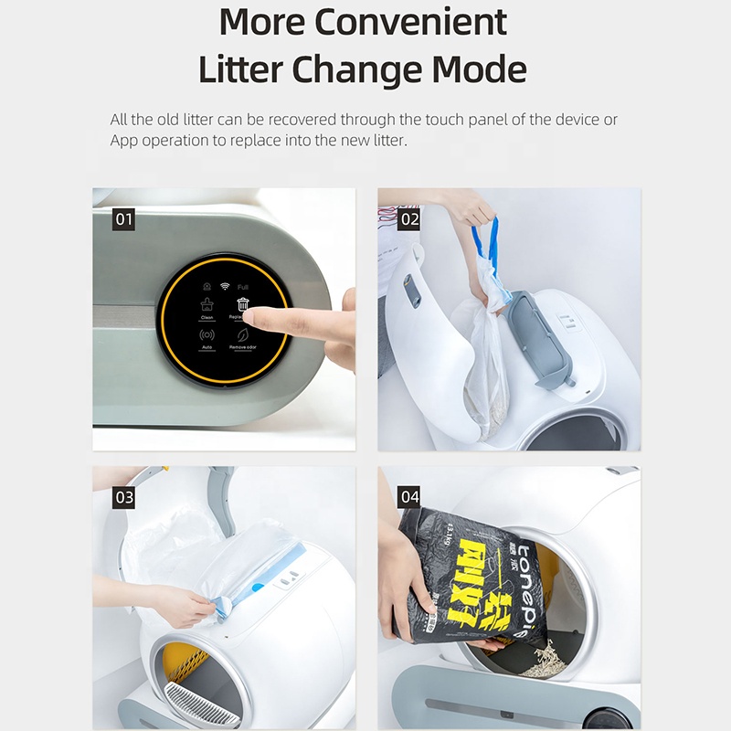 Fashion Design Low Noise App Wifi Touch Control Intelligent Electric Self Cleaning Smart Automatic Cat Litter Box Cleaner