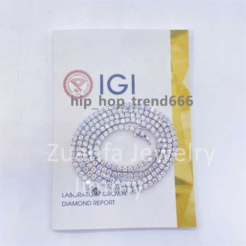 IGI Verified 10k White Gold Yellow Gold 3mm Wide Lab Grown Diamond Nice Bling Jewelry Diamond Tennis Necklace Chain