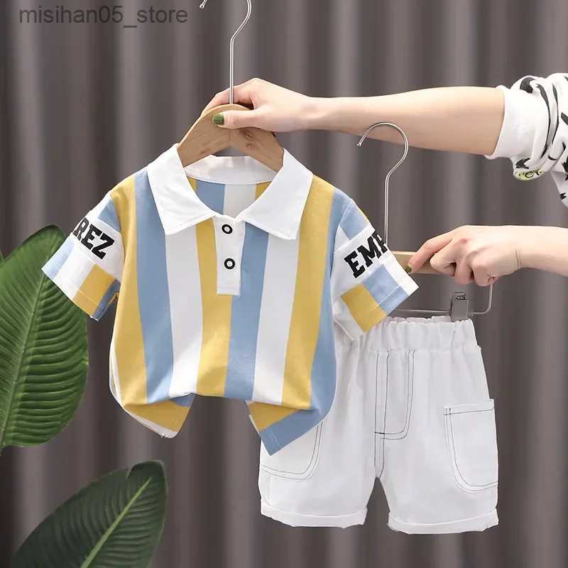 Clothing Sets 2PCS childrens clothing mother set boy T-shirt summer cotton short sleeved fashion Q240425