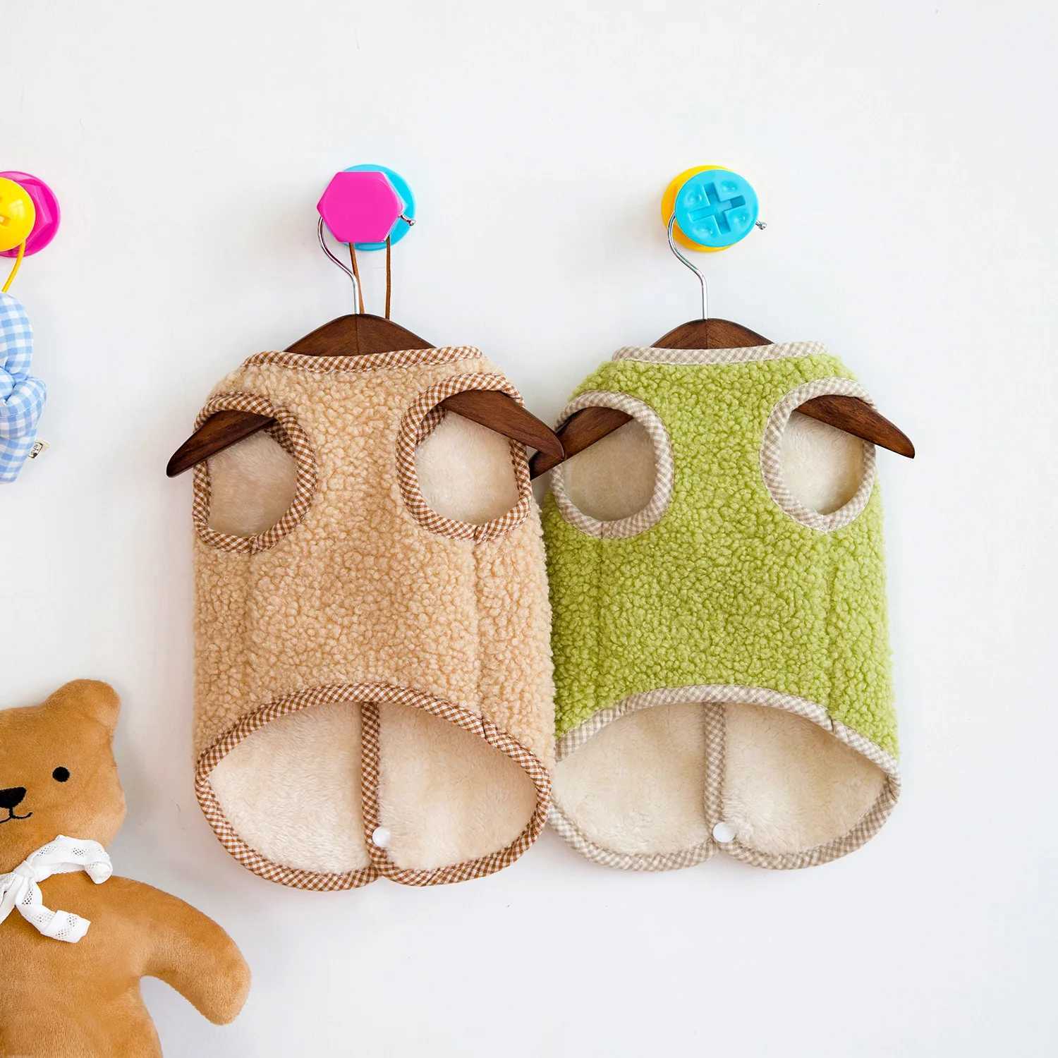 Dog Lambskin Vest Pet Plush Coat Cat Autumn and Winter Teddy Bear Back Opening Granular Lambskin Vest Dog Clothes for Small DogsXJ241125