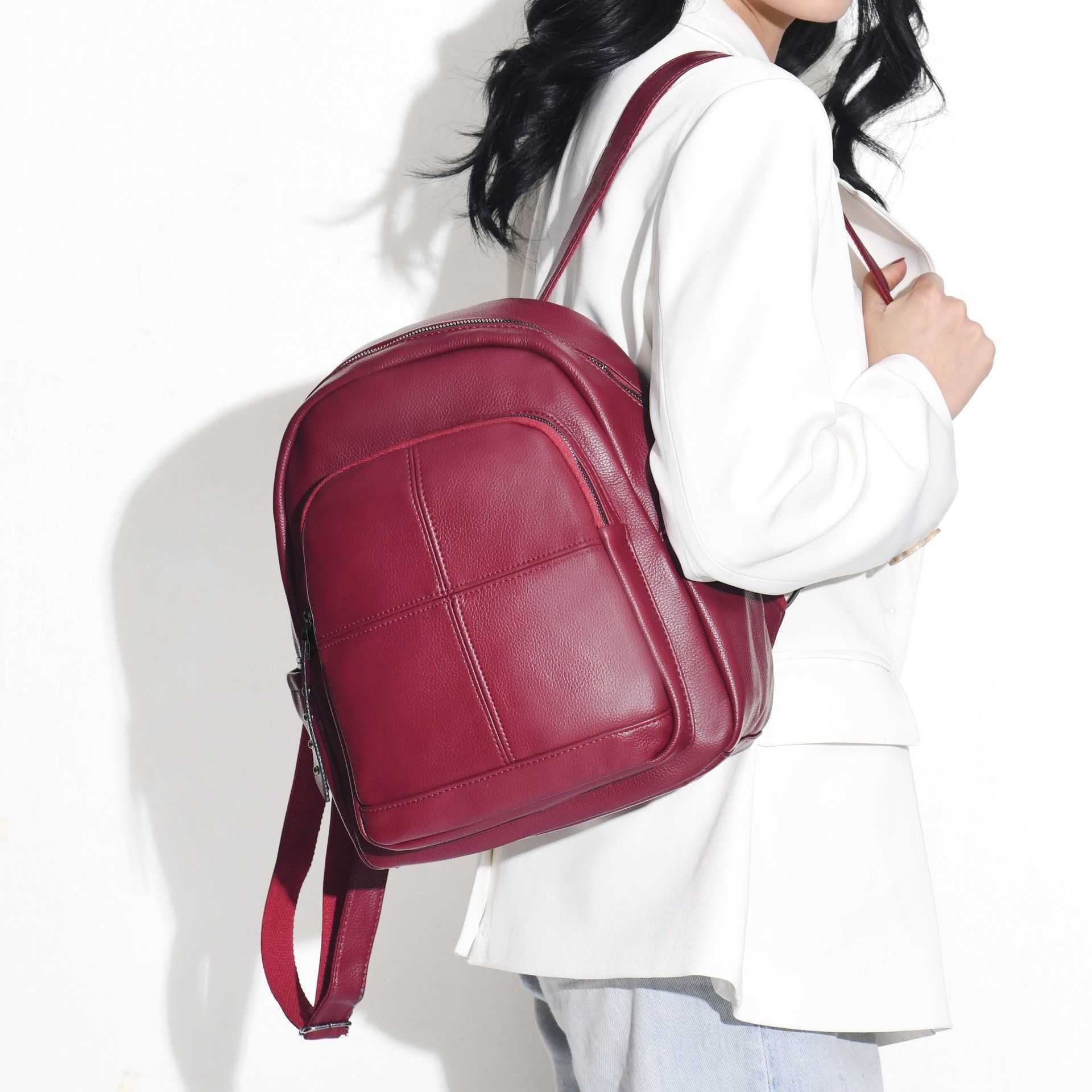 Korean version soft leather backpack for girls 2023 new fashionable anti-theft large capacity versatile travel backpack 241125