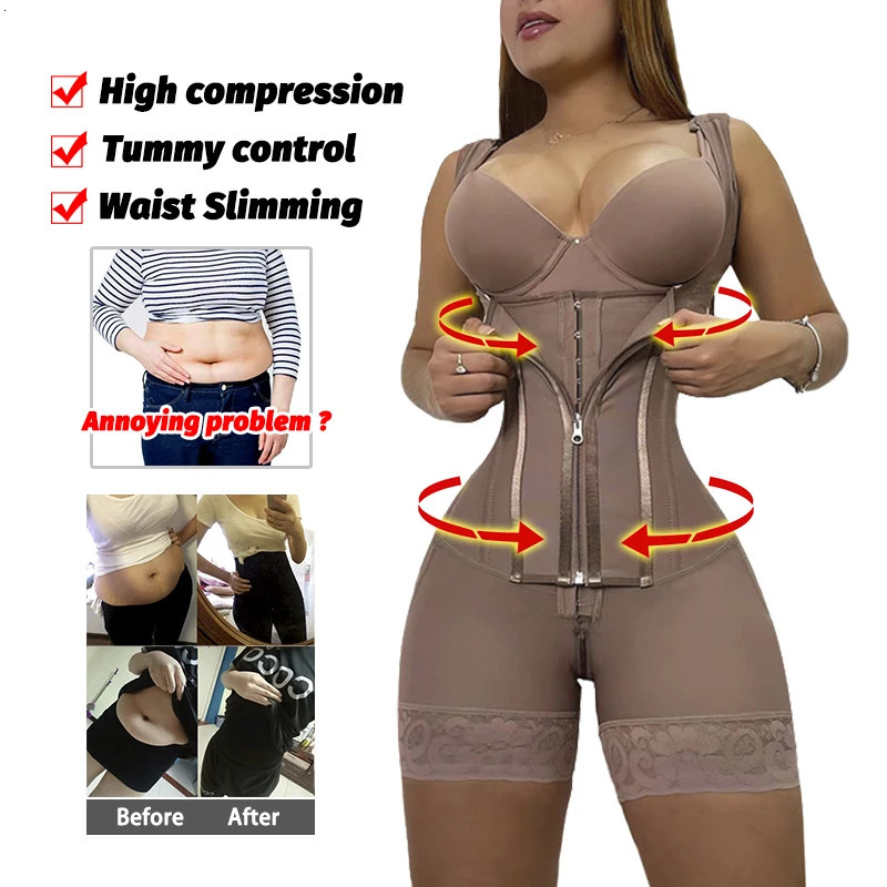 High Compression Girdle Shaper Colombian Fas Shapewear Postpartum Belly flat Sheath Waist Trainer Belts Woman Extreme Corset 241112
