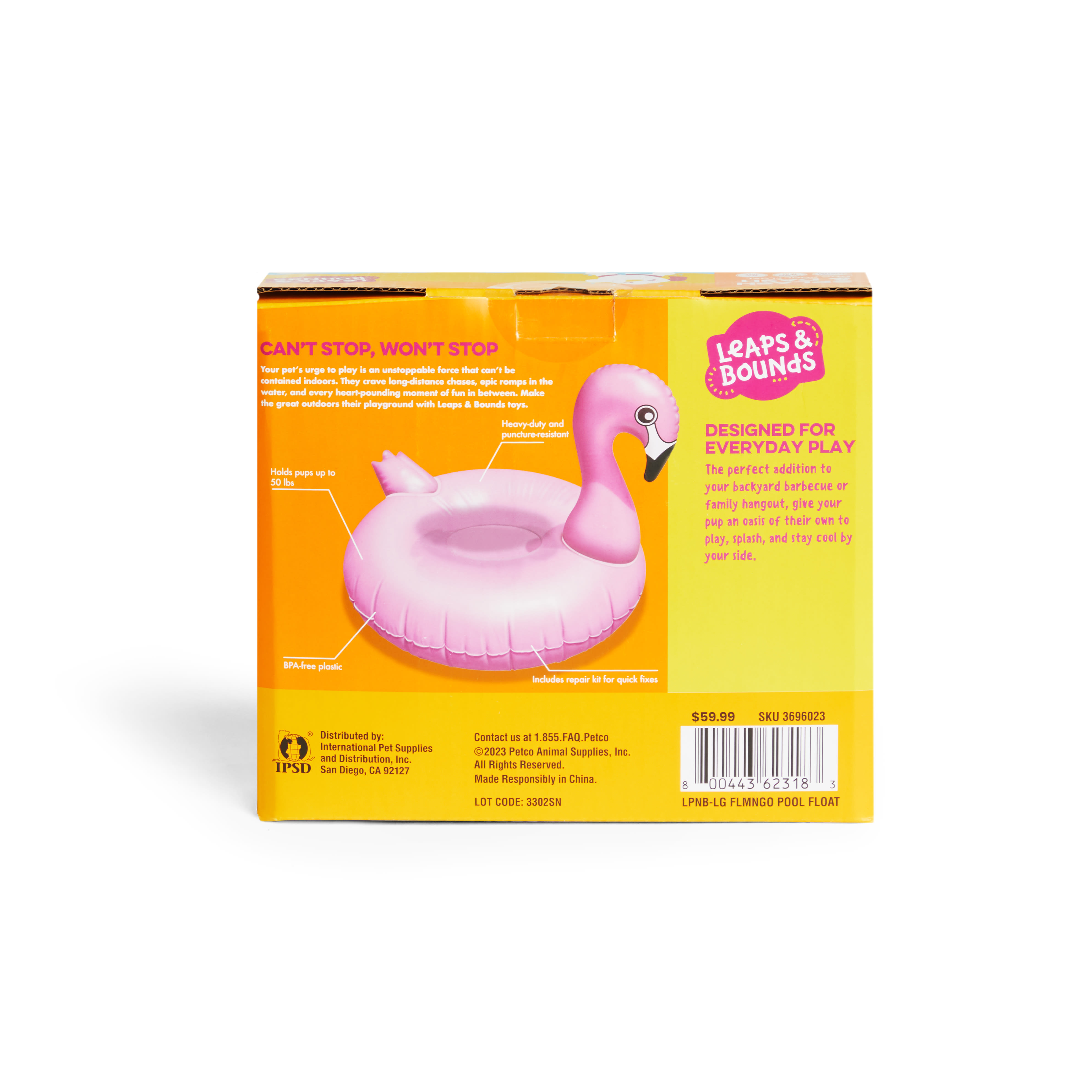 Leaps & Bounds Flamingo Pool Float Toy for Pets, Large