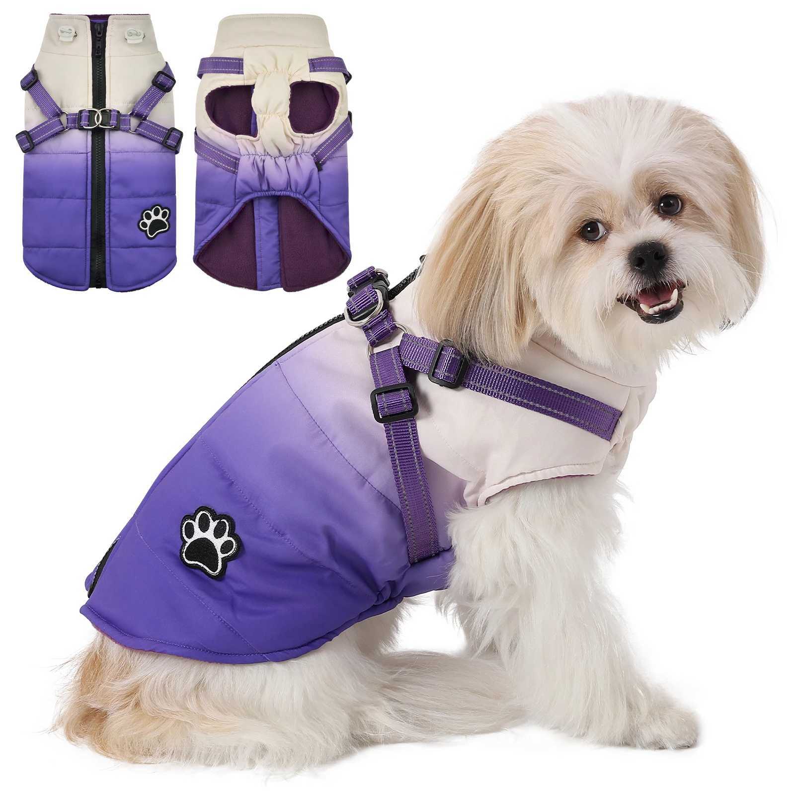 Warm Chihuahua Dog Cat Clothes Winter Small Dogs Puppy Coat Thick Cotton Pet Jacket With Zipper Outfits Clothes With HarnessXJ241125