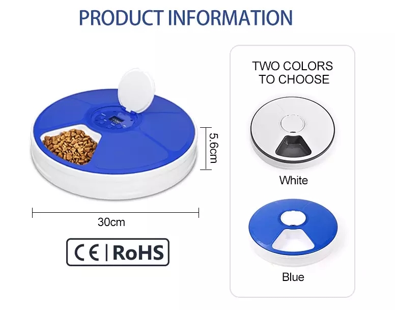 Automatic Pet Feeder for Medium Small Cat Dog, 6 Meals Trays Automatic Timing Pet Dog Food Dispenser Feeder
