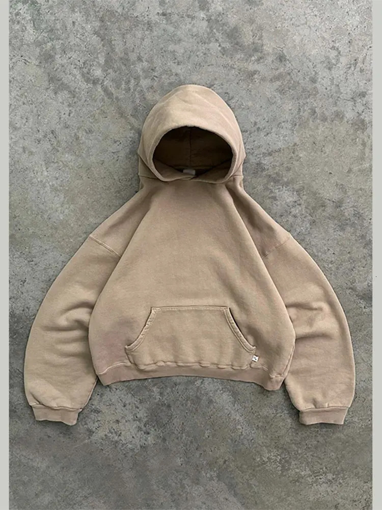 Mens Autumn Winter Retro Y2K Oversize Loose Casual Hoodie American Style Street Fashion Unisex Pocket Hooded Sweatshirt 241125