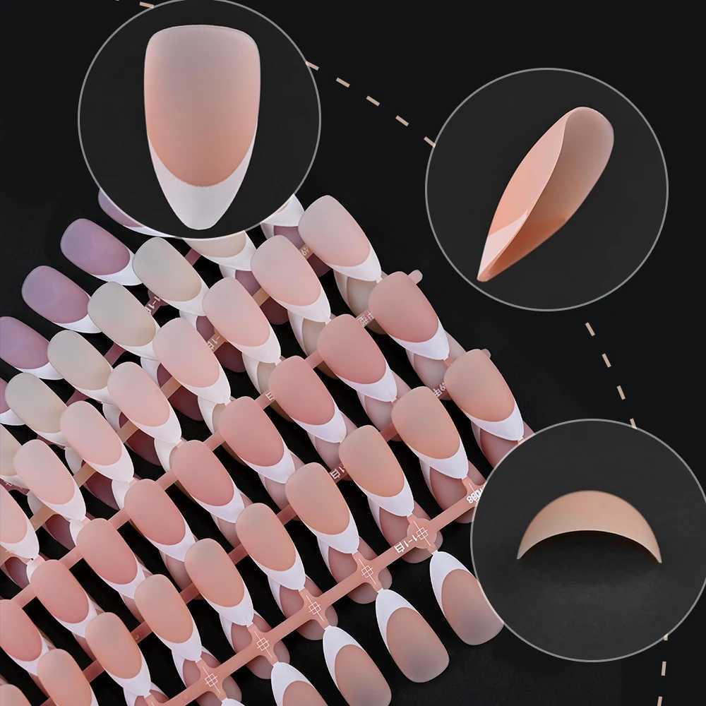 150Pcs pre made French fake nails without scars paraffin wax almond fake nails artificial nails pressed nailsW241125