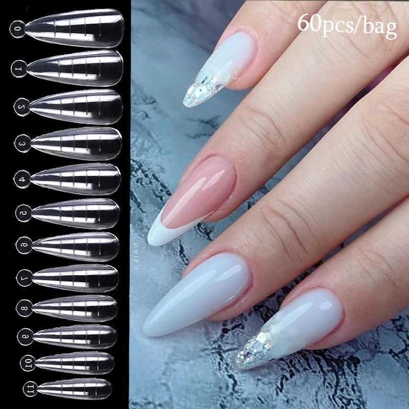 60Pcs Dual Nail Forms Extension Tips Mold Quick Buliding False Nails Short Almond Acrylic Upper Forms Diy Art Manicure ToolW250120