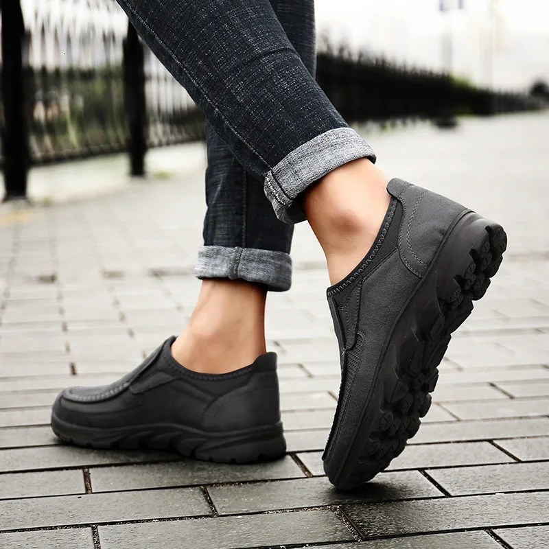 Cross-border autum mens casual shoes low-top outdoor sports lazy dad shoes large size leather shoes men 0523 241125