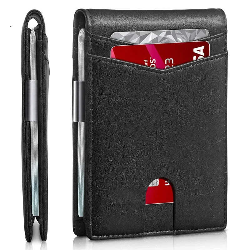 Rfid leather mens wallet ultra-thin mens card holder mens small wallet mens white wallet 241125