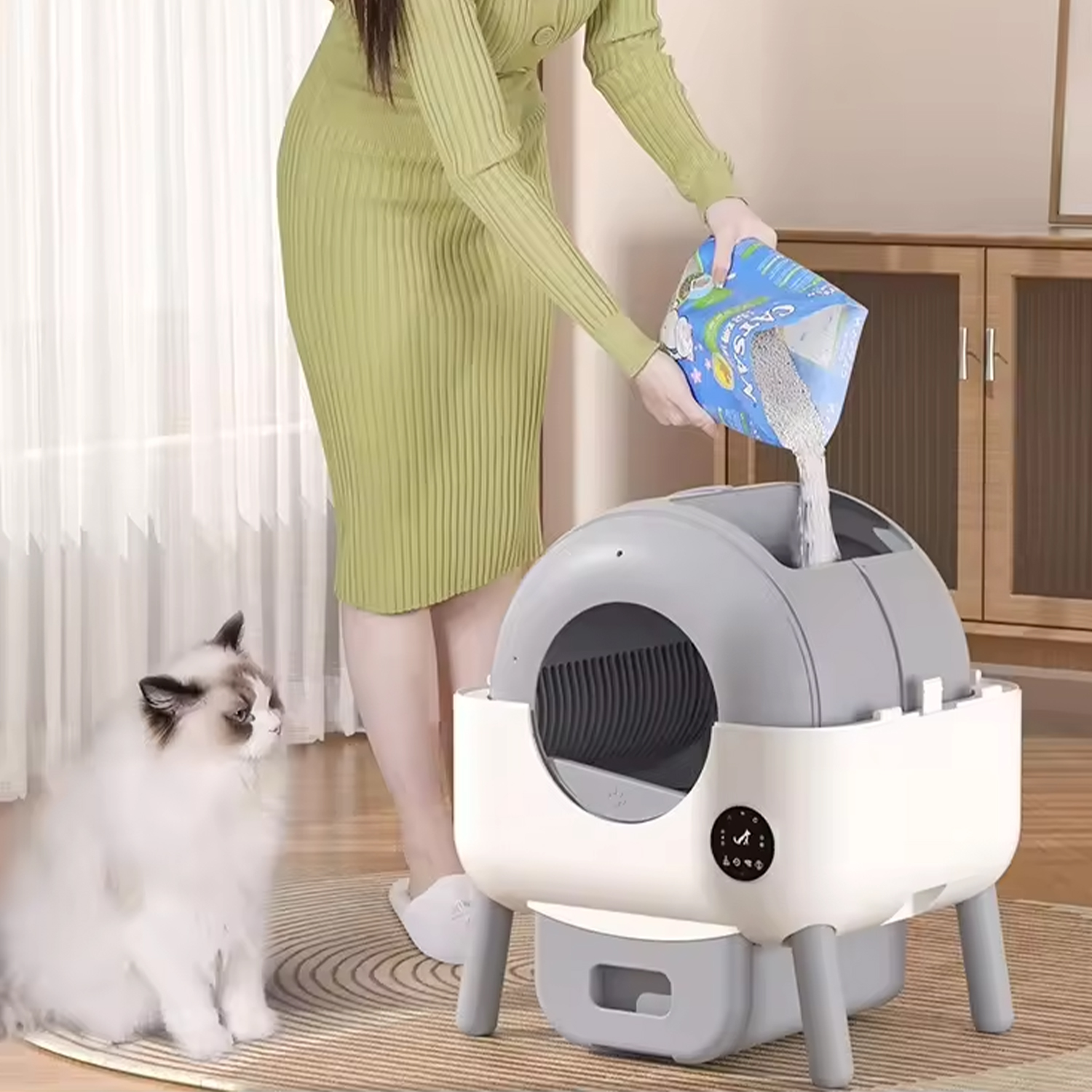 New Self Cleaning Automatic Smart Cat Litter Box with APP Control Odor Removal Large Space for Multiple Cats