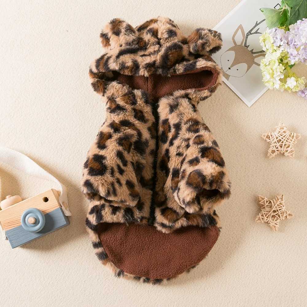 Leopard Print Dog Coat Winter Warm Dog Clothes Pet Thicken Windproof Hoodie Jacket Doggy Thermal Coat Puppy Outfits Cat ApparelsXJ250109