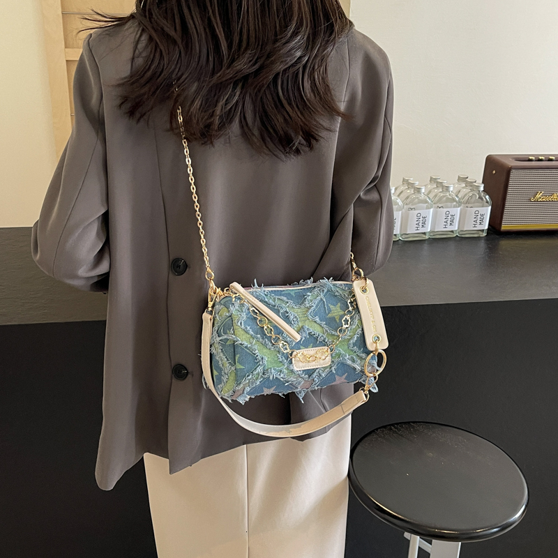Fashionable Women's Bag New Canvas Chain Bag Versatile Contrasting Color Designer Single Shoulder Crossbody Bag