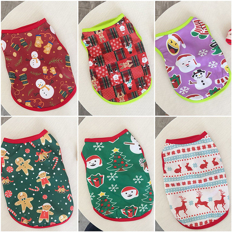 LM0355K Christmas Pet dog clothing Cat Christmas Decorative Vest Small dog Christmas snowman clothes