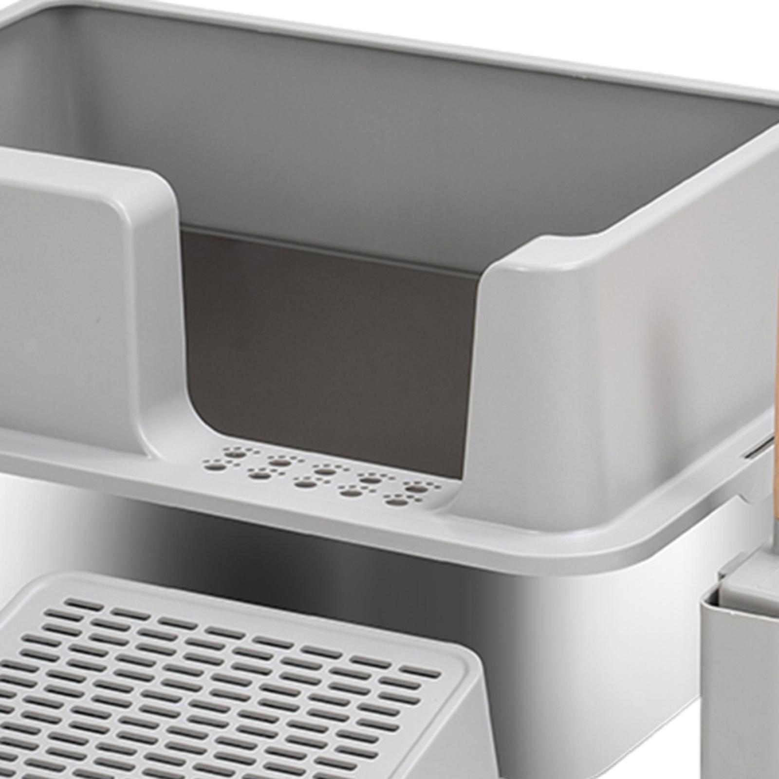 Luxury Stainless Steel Cat Litter Box Cat Litter Tray Semi-Closed With High Side Cat Litter Tray Sandbox With Scoop Pet Toilet