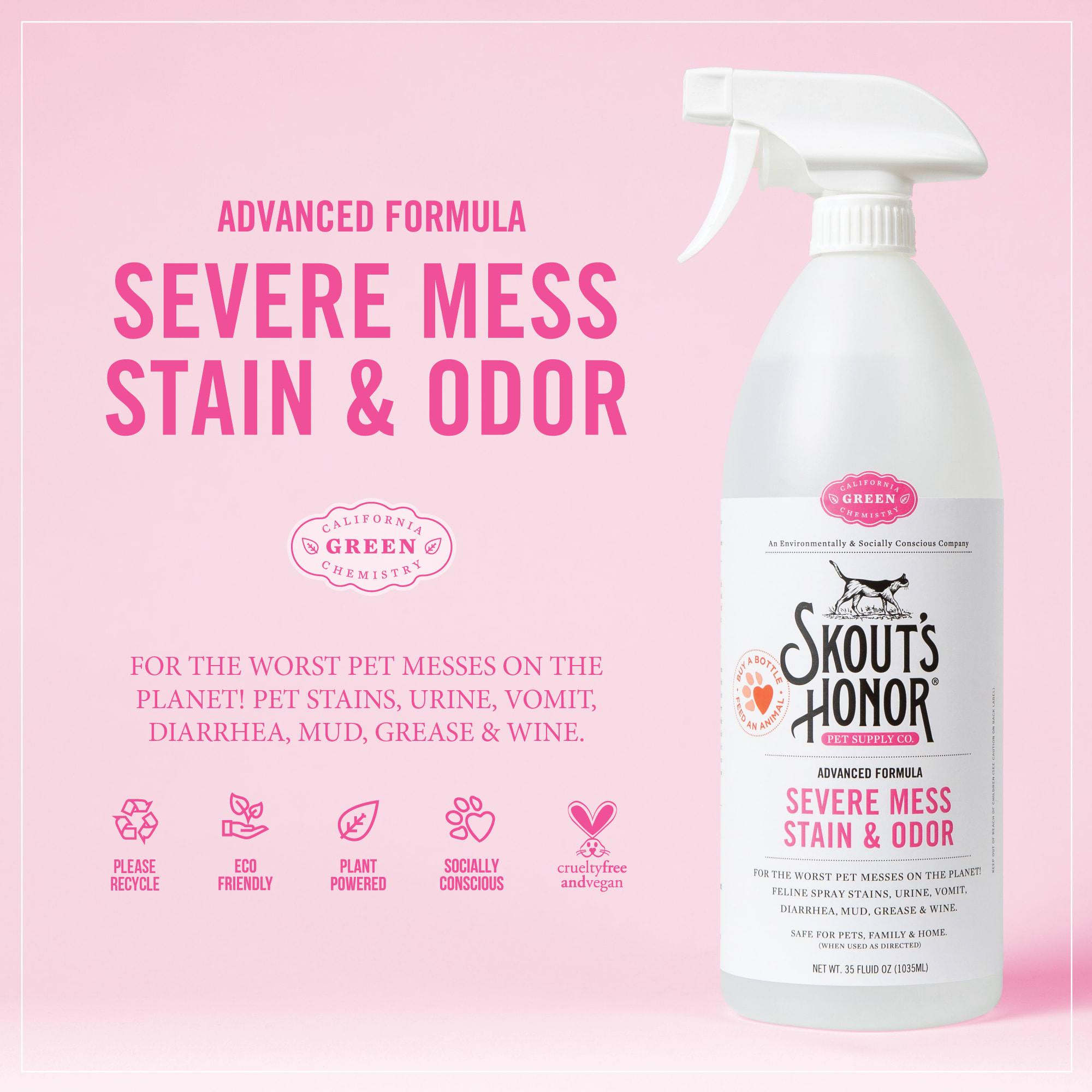 Skout's Honor Cat Stain & Odor Severe Mess Advanced Formula, 35 fl. oz.