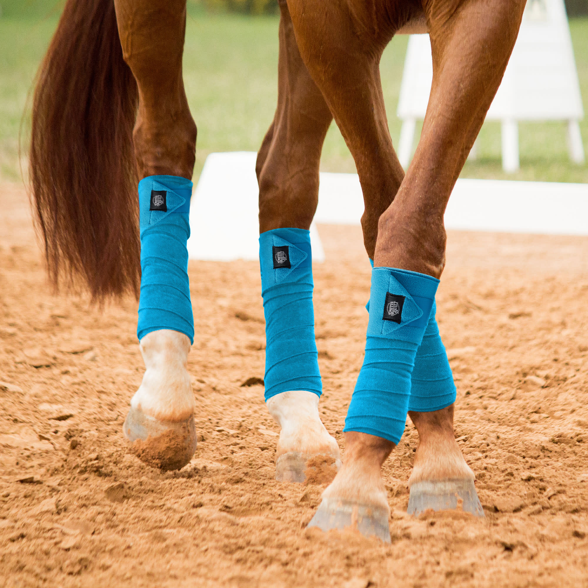 SmithBuilt Turquoise Fleece Polo Wraps Bandages for Horses, Set of 4