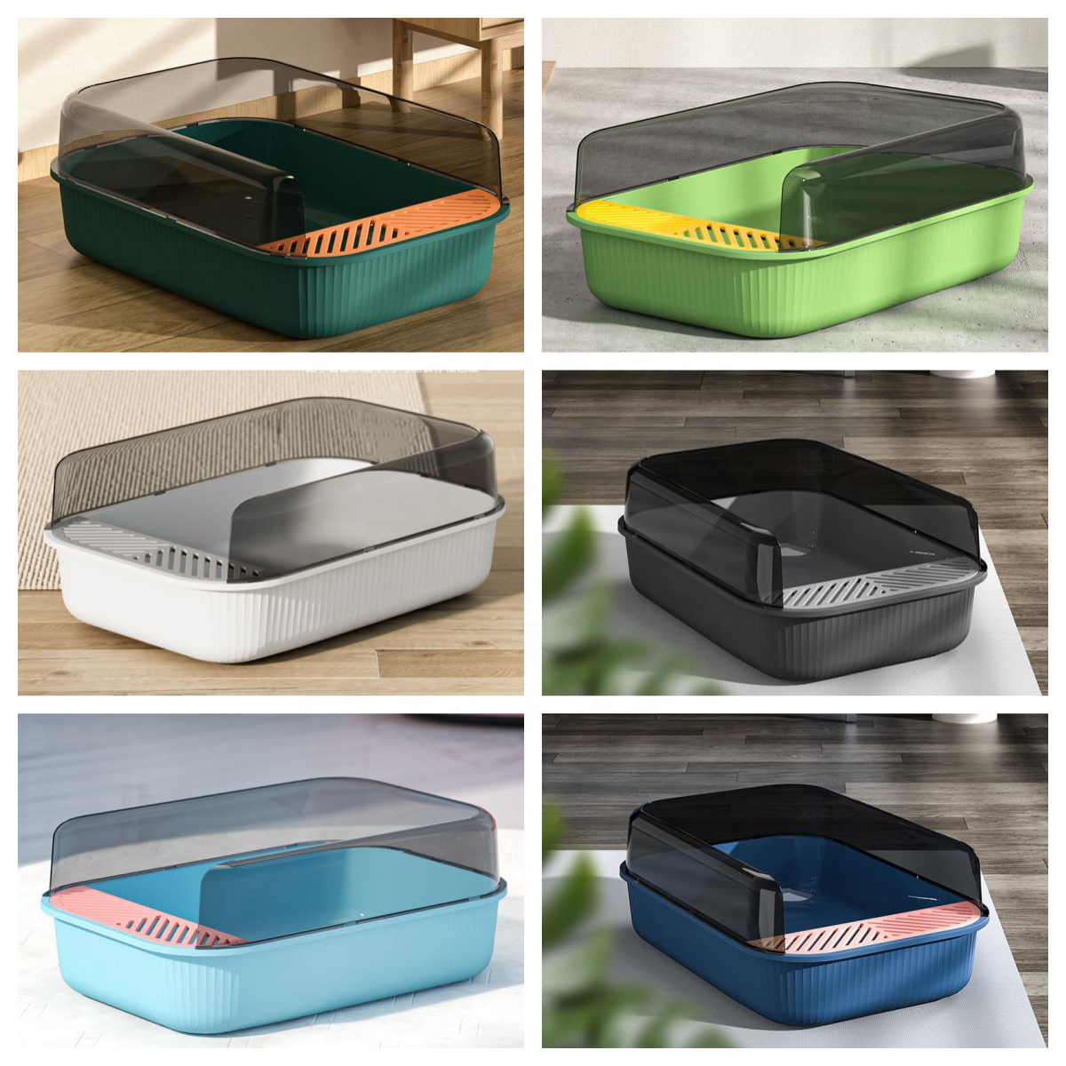 OF New Design Semi Closed Splash Proof Plastic Cat Litter Tray Cat Litter Box Toilet With Shovel