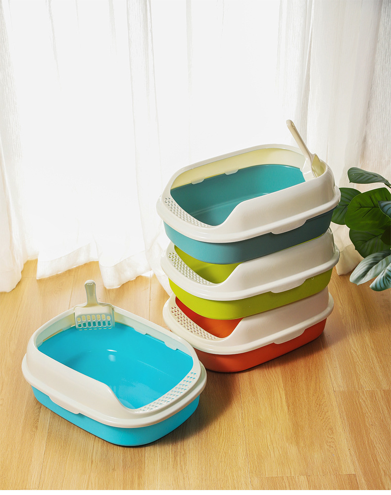 Manufacturer wholesale Open Top cat litter box accessories High-Sided toilet for cat Easy Cleaning Cat Litter Pan