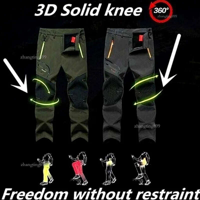 Men's Pants Winter Waterproof Outdoor Hiking Trekking Fishing Camping Sport Trousers Male Casual Velvet Soft Shell Cargo 230203