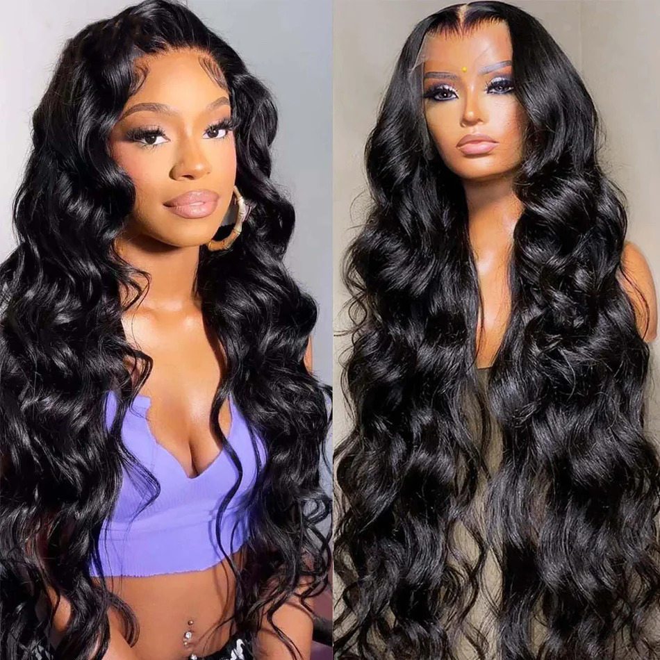 Body Wave Human Hair Pre Plucked Curly 13x4 13x6 HD Frontal Wig 180% 34 36 38Inch 4x4 Lace Closure