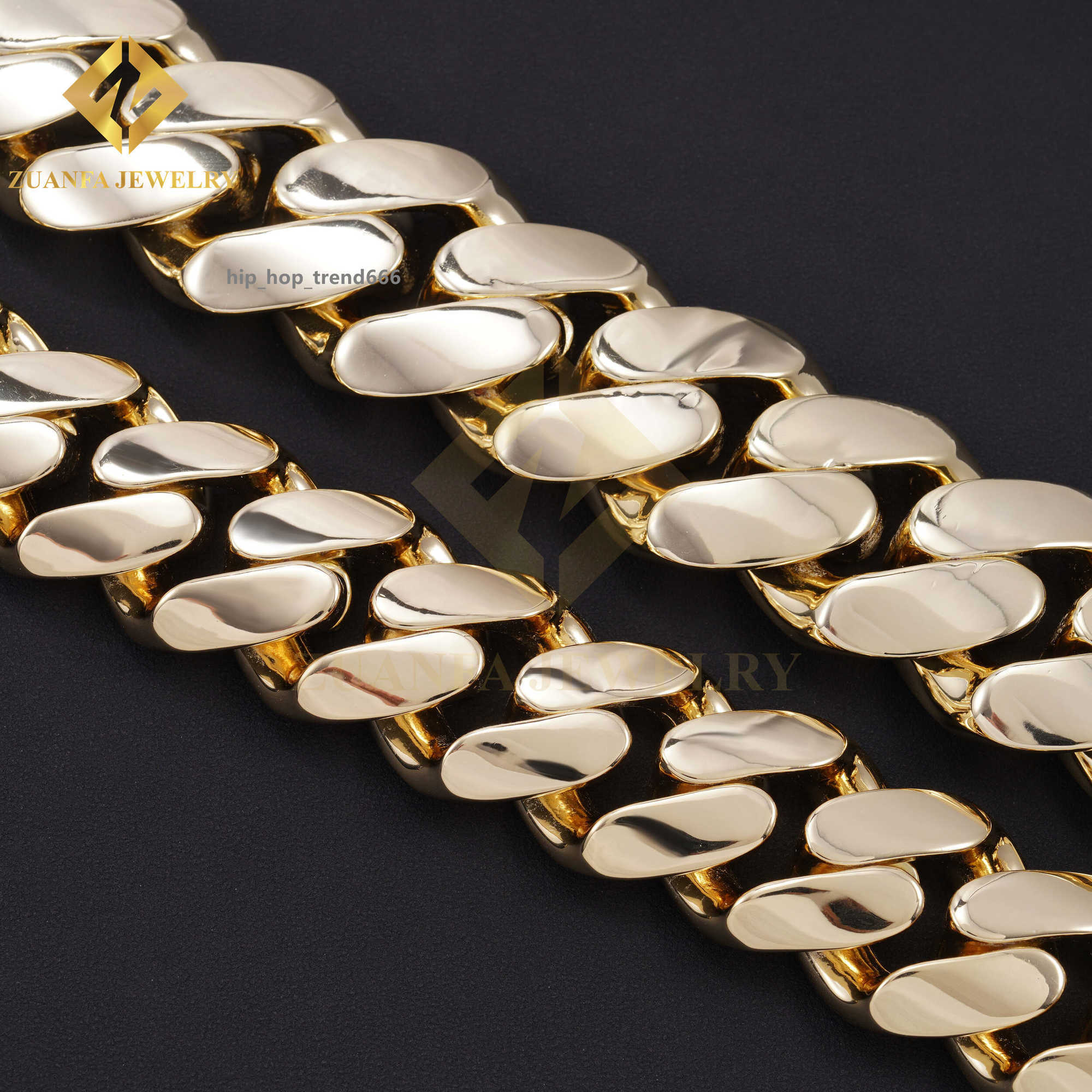Fashion Jewelry Hot Sale 30mm Cuban link Chain Hip hop Chain No Diamond Miami Men Gold Plated Cuban Link Bracelet