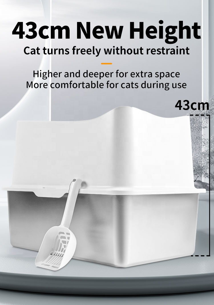Oversized Stainless Steel Cat Litter Box Fully Enclosed Anti-Splash Toilet with Non-Stick Pedal Deodorant Easy Clean No Stink