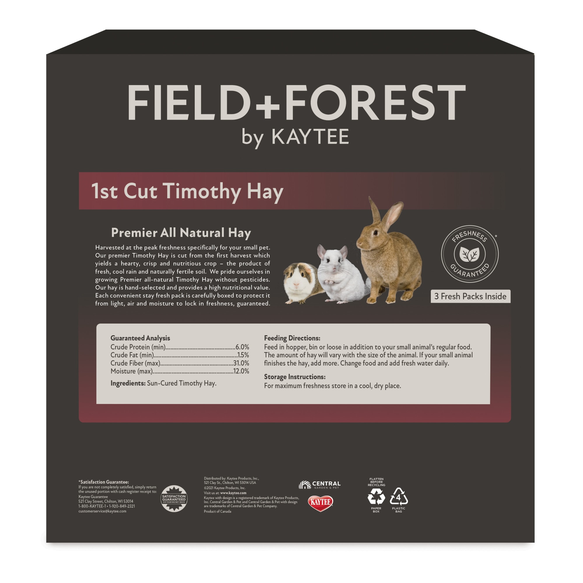 Kaytee Field+Forest 1st Cut Timothy Hay for Rabbits & Small Animals, 90 oz.