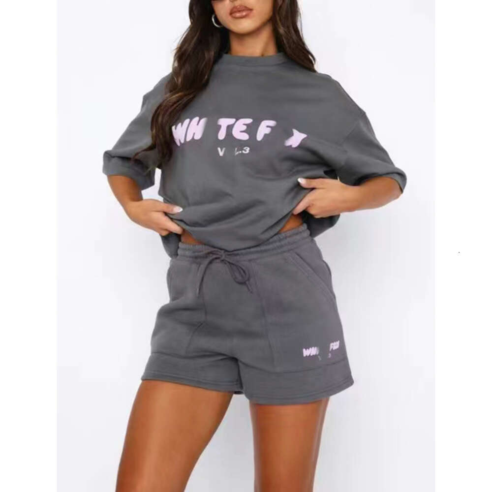 Women Two Pieces Set Designer White foc Summer New T-shirt Set Sports foxx Foam Short Sleeved Pullover Short Sportwear24 Colours