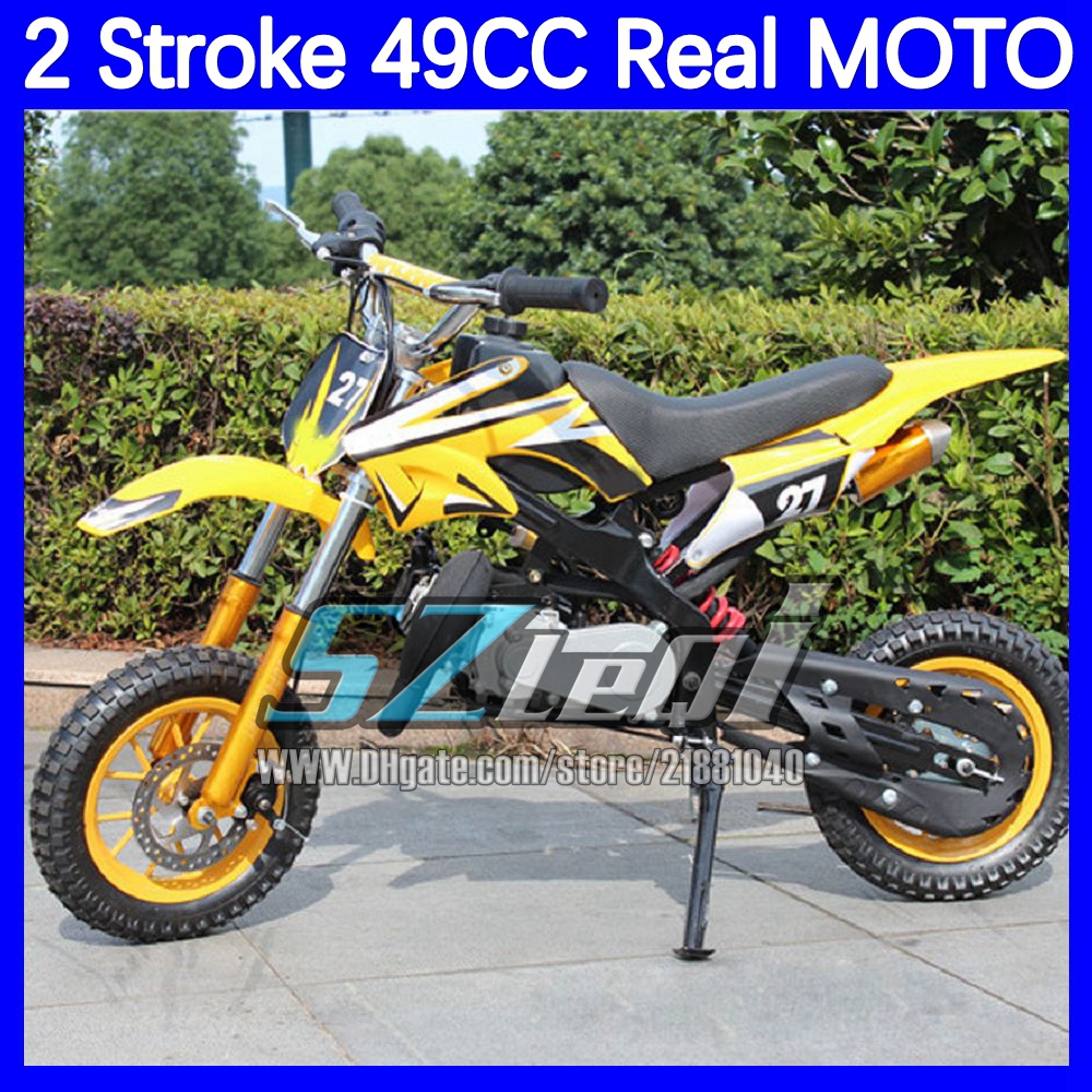 16Colors Real 2-Stroke 49CC Dirt Bike ATV off-road Superbike Mountain Race Gasoline Scooter Small Buggy Moto Racing Autocycle Mini Motorcycle Boy Girl