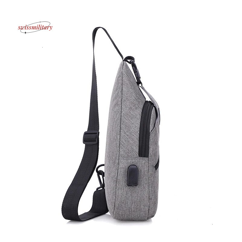 A New Boy Usb Crossbody Shoulder Waterproof Fashion Leisure Small Chest Men's Bag Large Capacity #21.9 swissmilitary